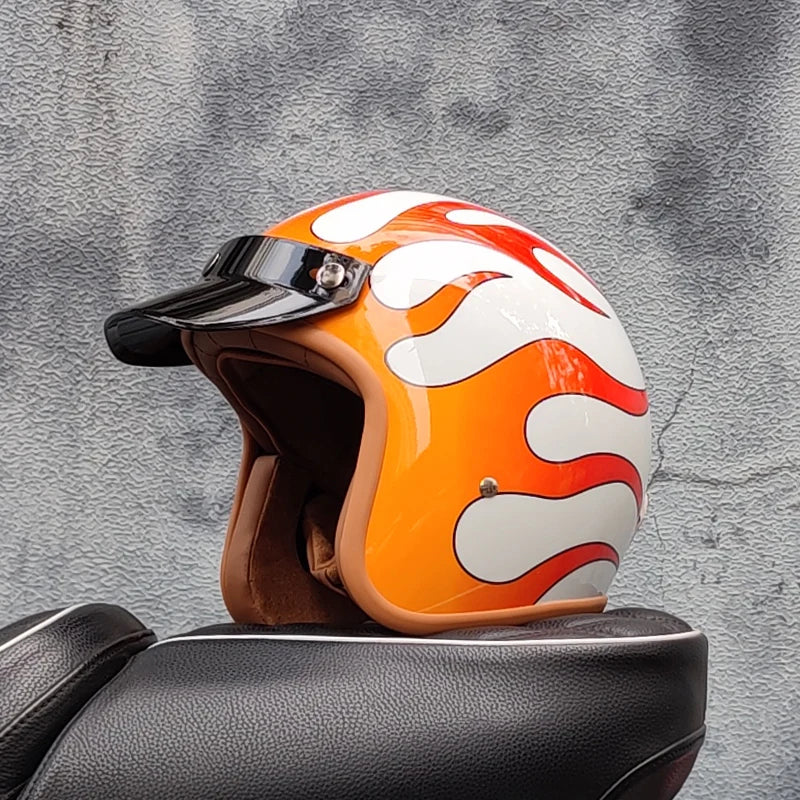 Retro semi-open motorcycle helmet cross-country motorcycle accessories motorcycle helmet 3/4 retro helmet in winter
