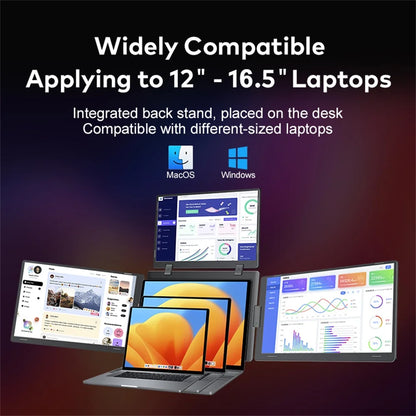 Rospider 15 inch Triple Screen Extender for Laptop HD IPS Quad Display MacBook Windows 12 to 16 inch Portable Extended Monitor