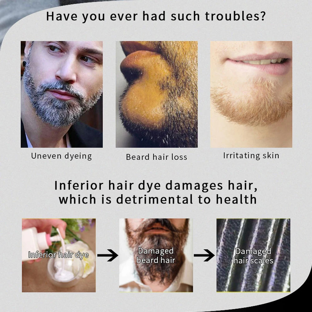 5PCS Natural Beard Hair Dye Shampoo Portable 5 Minute Instant Blackening Color Tint Cream Moustache Shampoo For Men Dropshipping