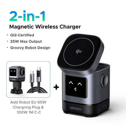 UGREEN UNO Qi2 15W Magnetic Wireless Charger Charging Stand With Cable  For iPhone 16 17 Pro Max For MagSafe Fast Charger