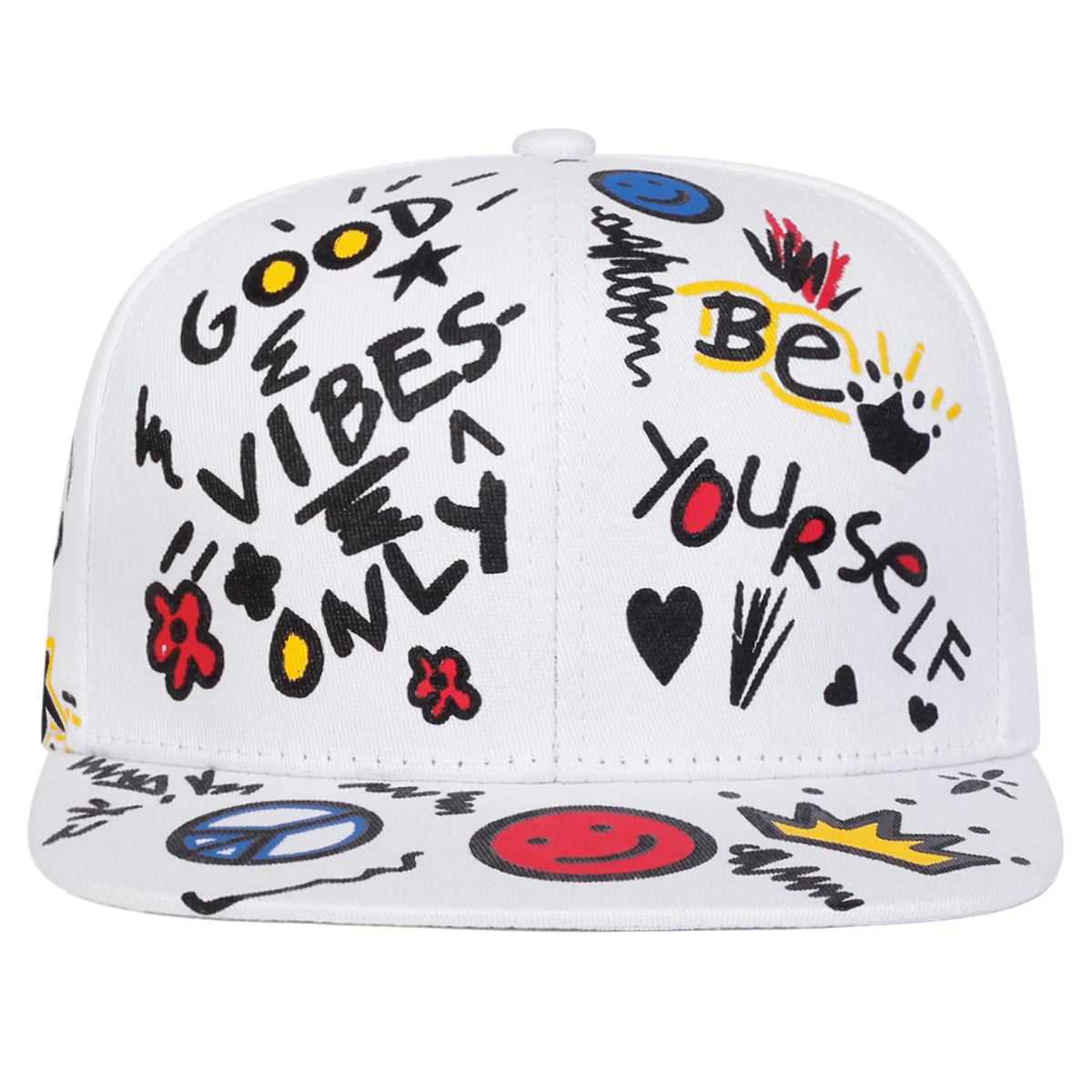 Unisex Smiling Graffiti Print Hip-hop Hats Spring Autumn Outdoor Adjustable Casual Baseball Caps Sunscreen Hat Sports Cap