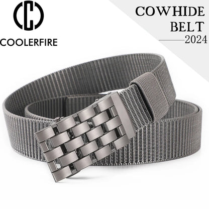 Men's Fabric Belt Nylon Canvas Automatic Belt Man Designer Belts Men Working Waistband Casual Men's Trousers Waist Belt ZX006