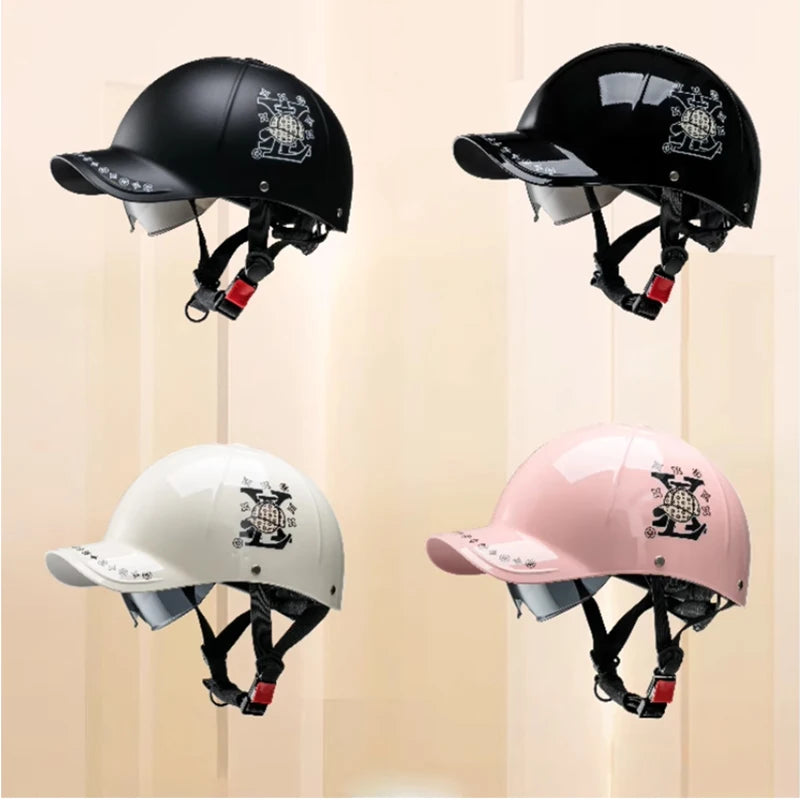 New Cafe Racer Chopper Scooter Safety Hard Hat Half Face Vintage Summer Cap Motorcycle Half Helmet Baseball Cap Style