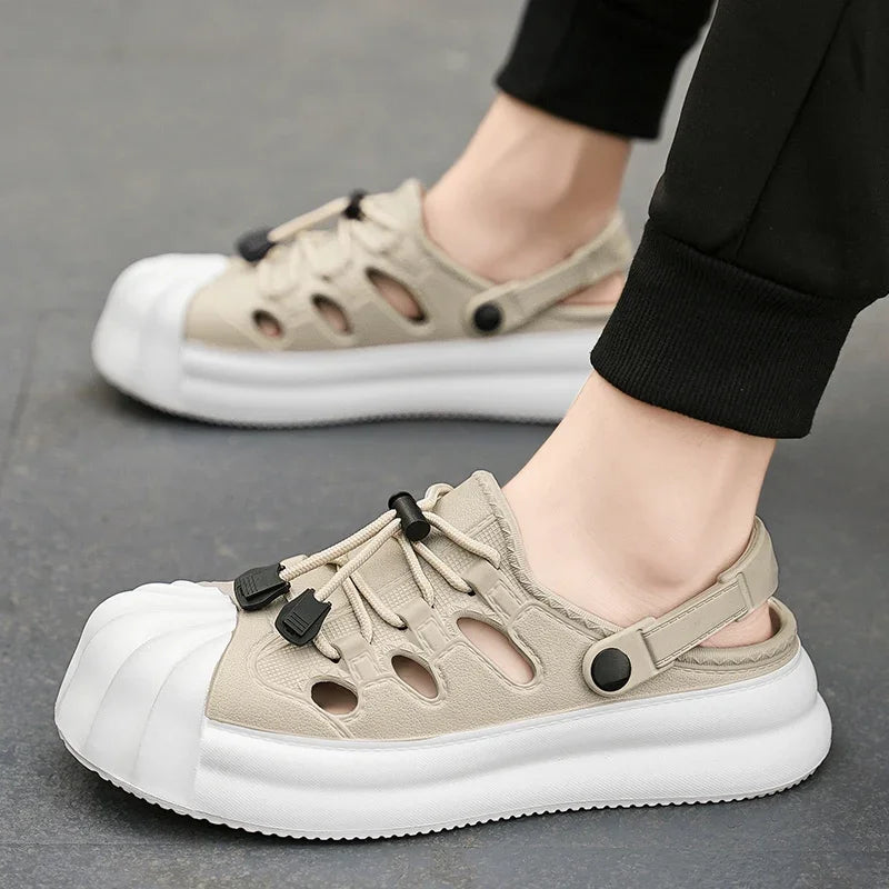 Fashion Men Sandals Summer Half Slippers Outdoor Women Beach Shoes Couple Walking Sneakers Comfortable Breathable Casual Shoes