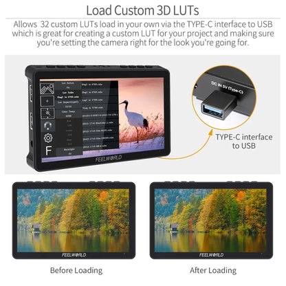 FEELWORLD F5 PRO V4 6" 3D LUT Touchscreen Monitor 4K HDMI I/O High-Res Rec.709 Aux Power Multiple Mounting Options