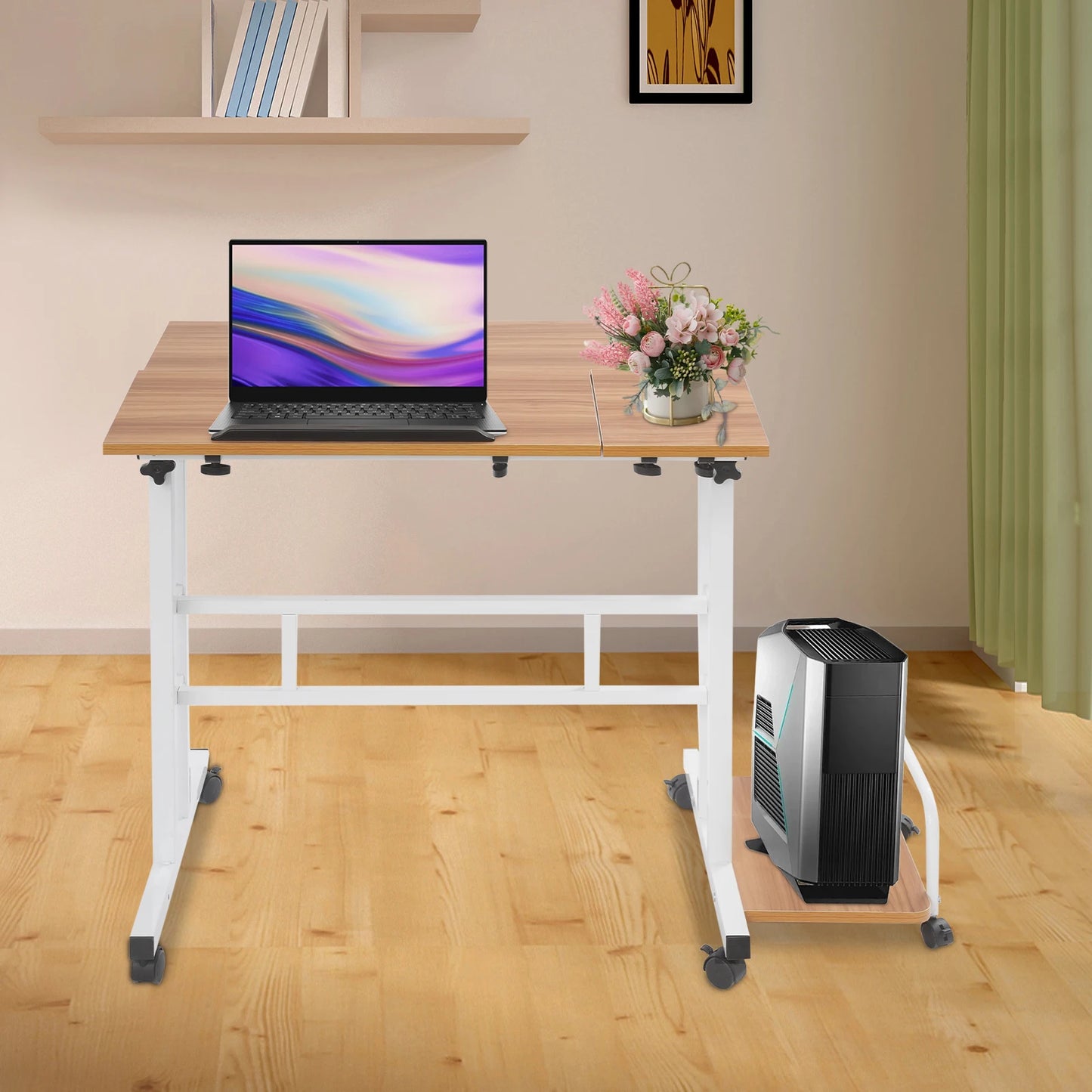 Multi Functional Foldable Computer Desk Adjustable Portable Laptop Desk Modern Computer Desk Computer with Wheels for Work Study