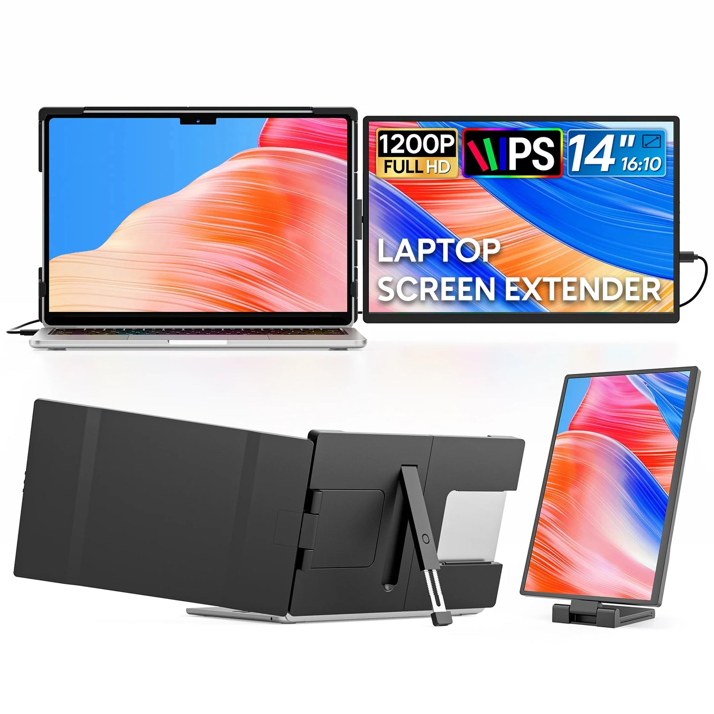 Dopesplay 14.1 inch Portable Monitors 1200P HDR External Screen Extender for Laptop XBox PS4 5 Second Display up to 17.3 Laptops