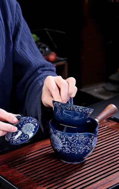 New Style Ceramic Glass Teapot Chinese Gongfu Tea Pot 360 Rotation Tea Maker  Automatic Single Pot   Teapot For Tea