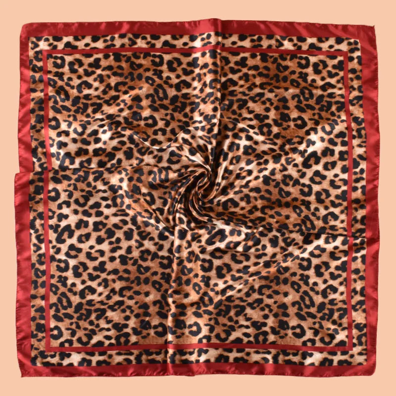 1PCS Women's Sexy Multicolor Leopard Print Woven Scarf Large Fashionable Headscarf for Travel Party Ladies Silk Square Scarf