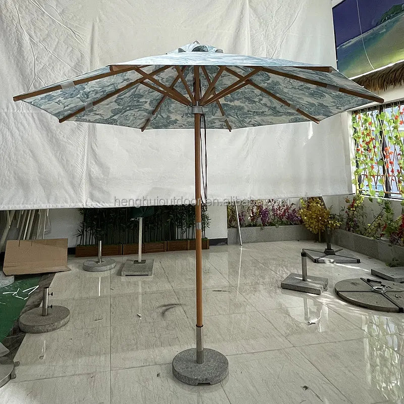 Pink Yellow Blue Striped Parasols Umbrellas Outdoor Luxury Aluminium Market Style Beach Umbrella with Fringe Outdoor for Shop