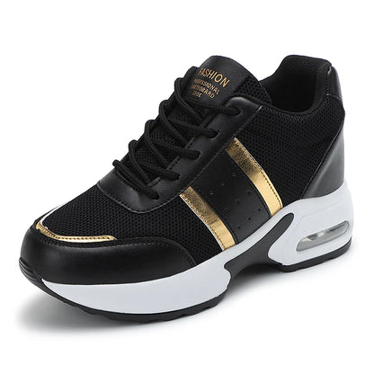 Fashion Women's Platform Shoes Invisible Height-increasing Casual Shoes Ladies Breathable Air-cushion Walking Traveling Shoes