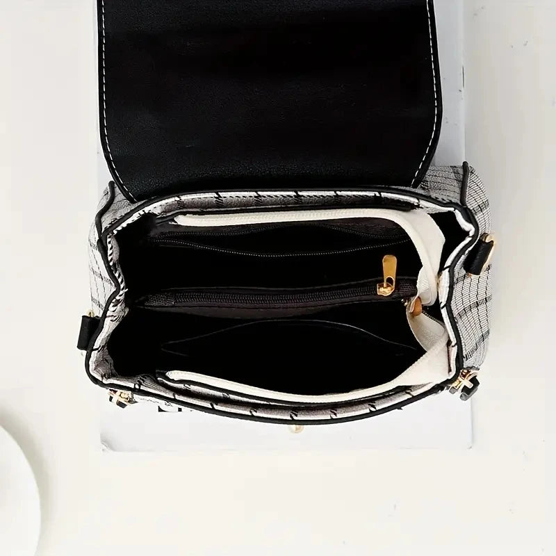 Women Trendy Flap Shoulder Bag PU Leather Crossbody Bag Simple Plaid Designer Messenger Bag Small Purse and Handbags Pouch