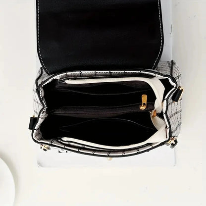Women Trendy Flap Shoulder Bag PU Leather Crossbody Bag Simple Plaid Designer Messenger Bag Small Purse and Handbags Pouch