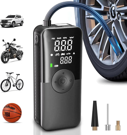 Portable Air Compressor with Digital Screen, 150PSI Tire Pump for Cars, Motorcycles, Bicycles