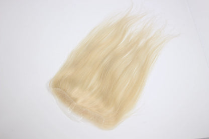 613 Blonde Human Hair Topper – PU Thin Skin Tape-In Toupee for Men & Women – V-Shape Hairline 13inch Straight Natural Hairpiece