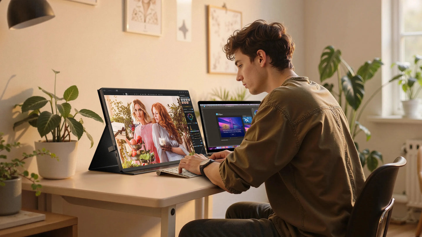 UPERFECT 4K Portable Monitor 16" 3840x2400 IPS Laptop Extend Screen 1200Nits USB C HDMI Computer PC Gaming Display With Speakers