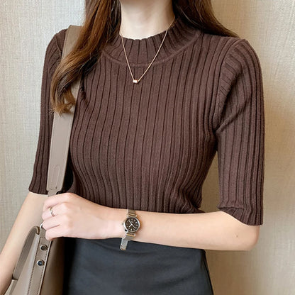 Blusas Mujer Blouses Top FemmeTops Women Blusas Mujer De Moda 2024 Verano Short Sleeve Knit Blouse Women Knitted Pullovers E525