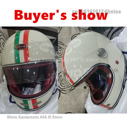 BEON Lightweight Fiberglass Full Face Helmet for Men Women Retro Motorcycles Helmet Cool and Personalized Karting Helmet B510