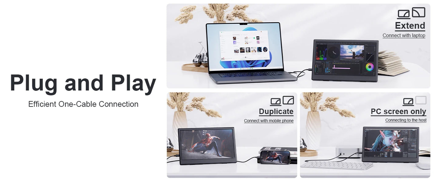 11.6 Inch Portable Monitor HDMI-Compatible Laptop Second Screen Gaming Extended Display for Steam Deck Laptop Switch PS4 /5