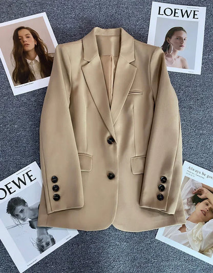 Elegant Office Lady Blazers for Women 2025 Fashion Long Sleeve Single Button Blazer Coats Female Top Suit Jackets Outerwears