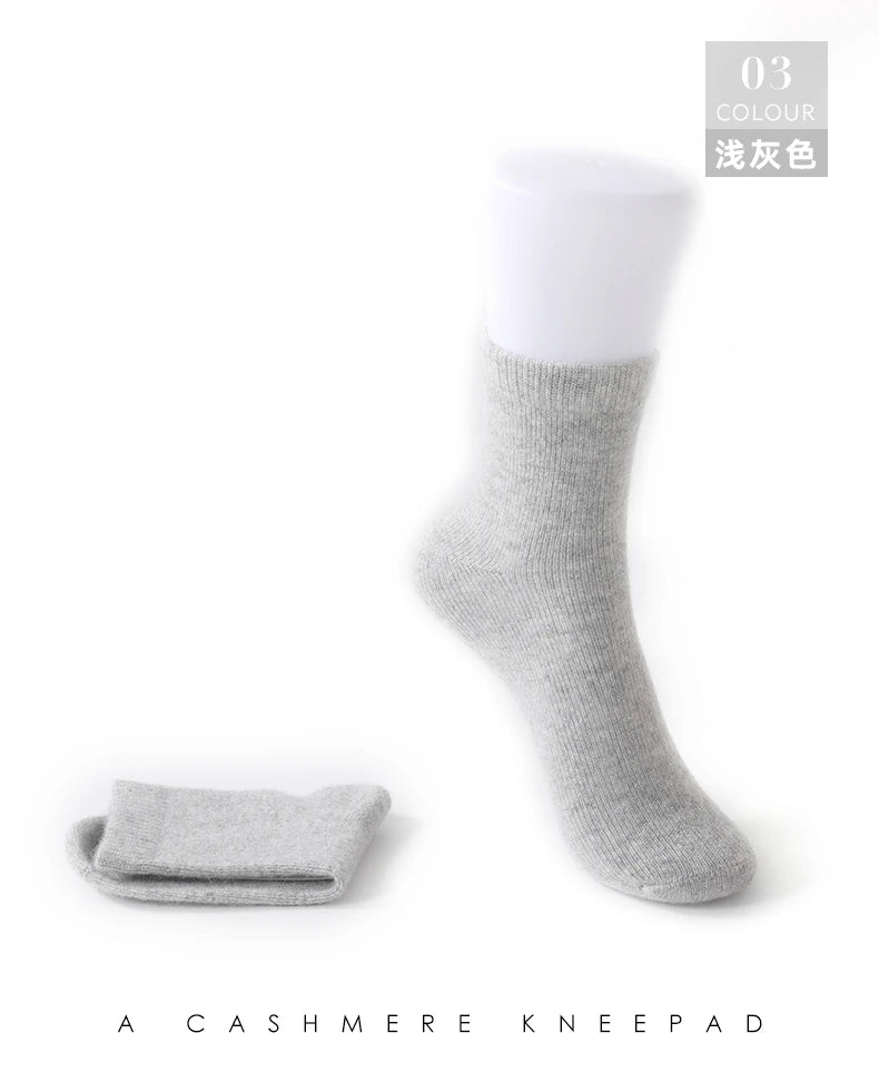 100% Cashmere Socks Women's Knitted Long Tube Socks High Elasticity Warm Straight Tube Socks Autumn Winter Mid Tube Sock