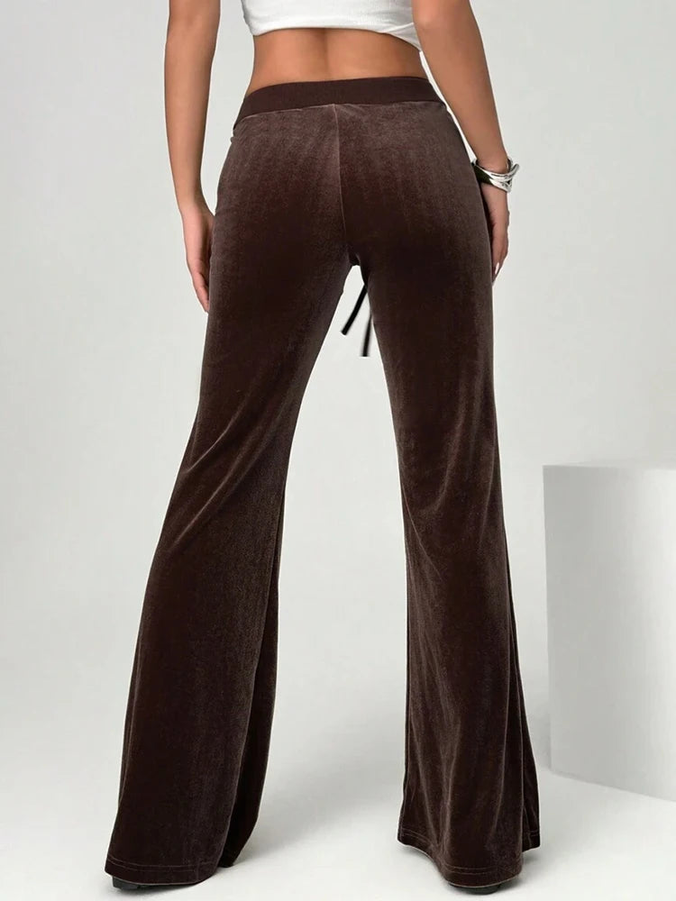 2025 autumn and winter women's micro flared pants slim fit and slimming casual flared pants velvet pants