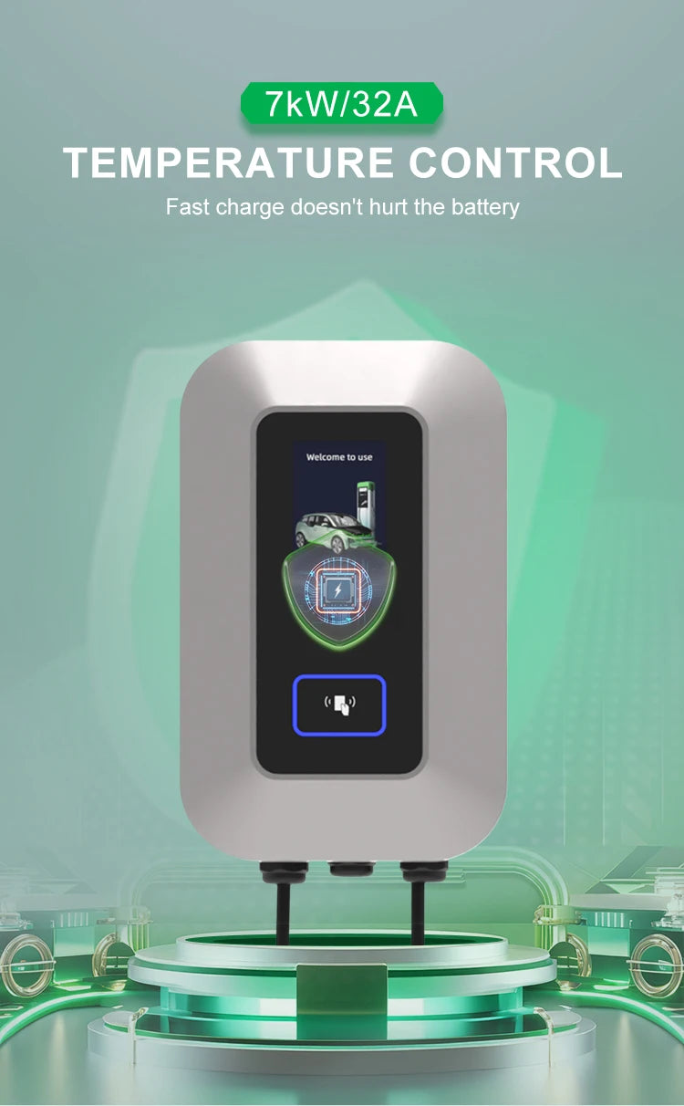 32A EV Charging Station 7KW 1Phase Electric Vehicle Charger Type2 EVSE Wallbox IEC62196-2 EV Charge Type 2 with 5M Cable