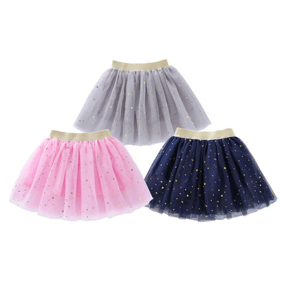 Children's Skirts For Girls Summer Cotton Lace Baby Mini Tutu Skirts Stars Glitter Dance Sequin Birthday Party Skirt for Kids