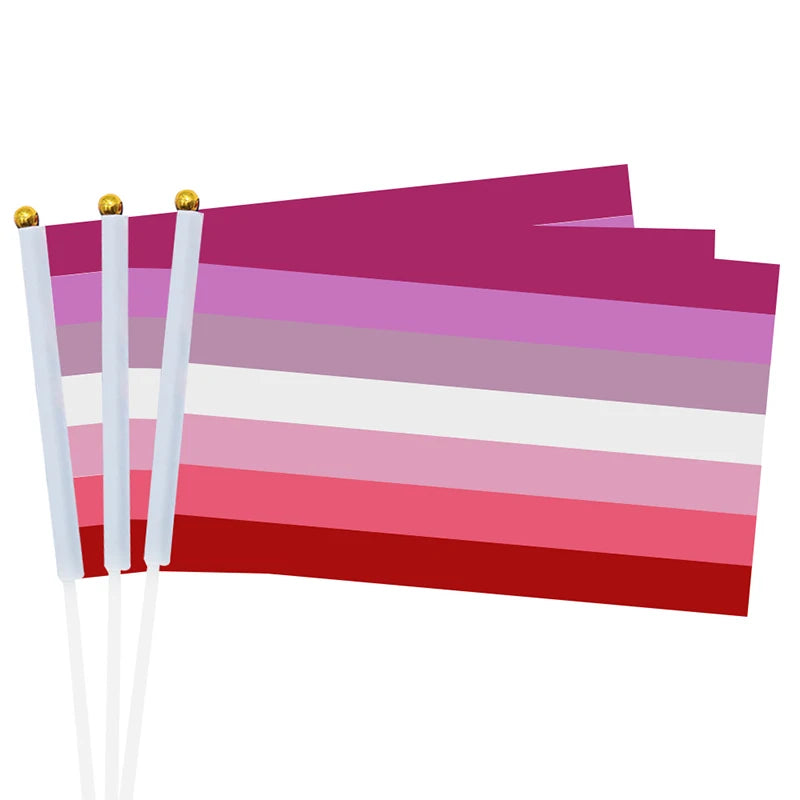 Hand Flag 100pcs 14x21cm Dream SMP Flag Gay Lesbian Homosexual Bisexual LGBT Pride Flag Customized Rainbow Hand Flag