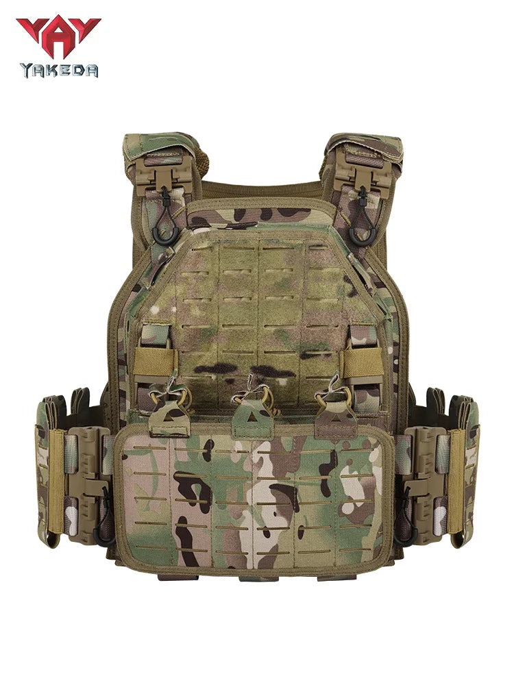 YAKEDA Tactical Plate Carrier Vest,Military Molle Assault Vest with Quick Release Buckles,Adjustable Padded Straps,1000D Nylon