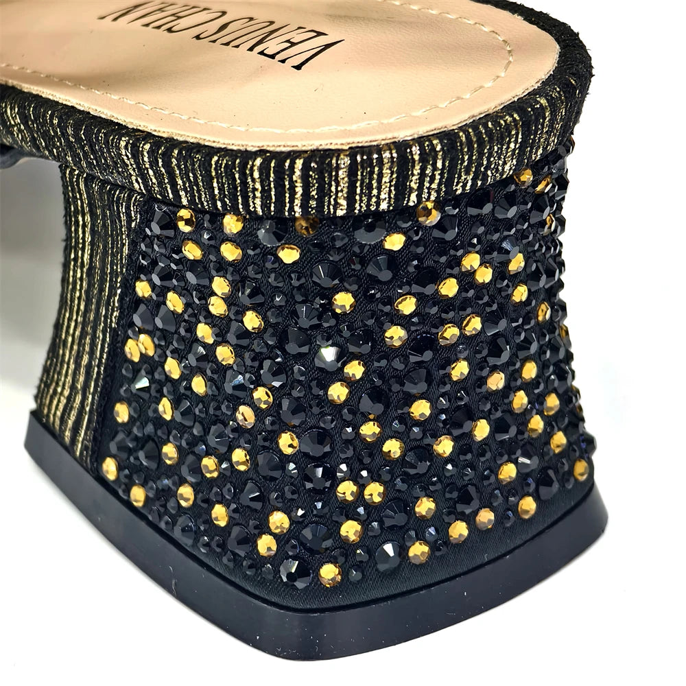 2025 Elegant Green Peep-Toe Heel Pumps for Women with Diamond Accents - Italian Matching Shoes and Bags Set for Parties