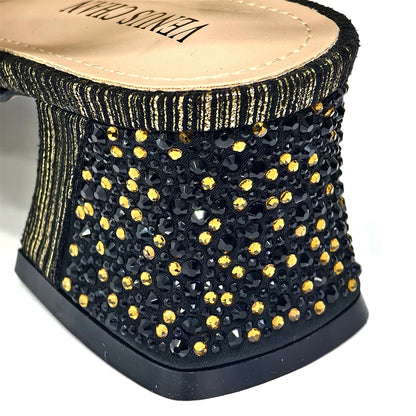 2025 Elegant Green Peep-Toe Heel Pumps for Women with Diamond Accents - Italian Matching Shoes and Bags Set for Parties