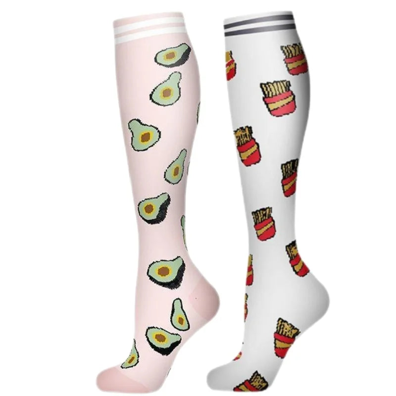 2Pairs New Cat Compression Socks Knee High 20-30 Mmhg Fit Medical Edema Diabetes Varicose Veins Running Compression Sports Socks