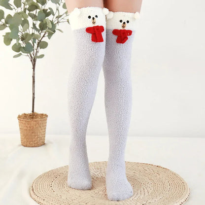 Snug Fleece Over Knee Socks Plush Cozy Winter Fall Sweet Long Female Hosiery Soft Fuzzy Leg Covers Floor Wear2024 New Bulk Deal