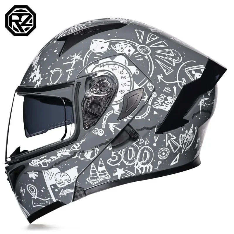Full Face Motorcycle Helmet for Men and Women - Dual Lens Anti-Fog All Season Riding