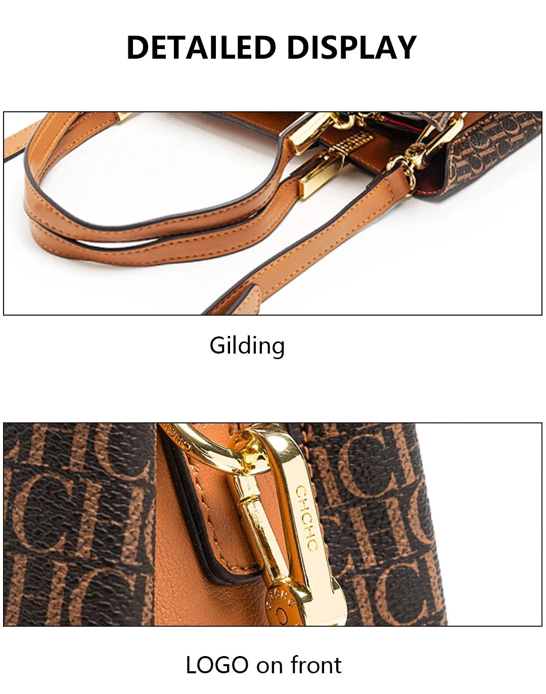 CH Letter Printed Handbag Light Luxury Brand Letter Pendant Design Fashionable and High-quality PU Leather Tote Bag