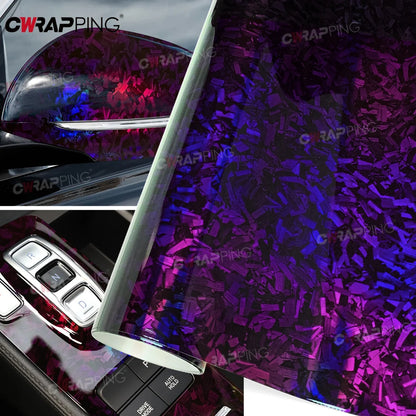 Car Vinyl Wrapping Carbon Fiber Foil Motorcycle Sticker Glossy PET Laser Purple Waterproof Vinyl Bubble-free for Car Film Cover