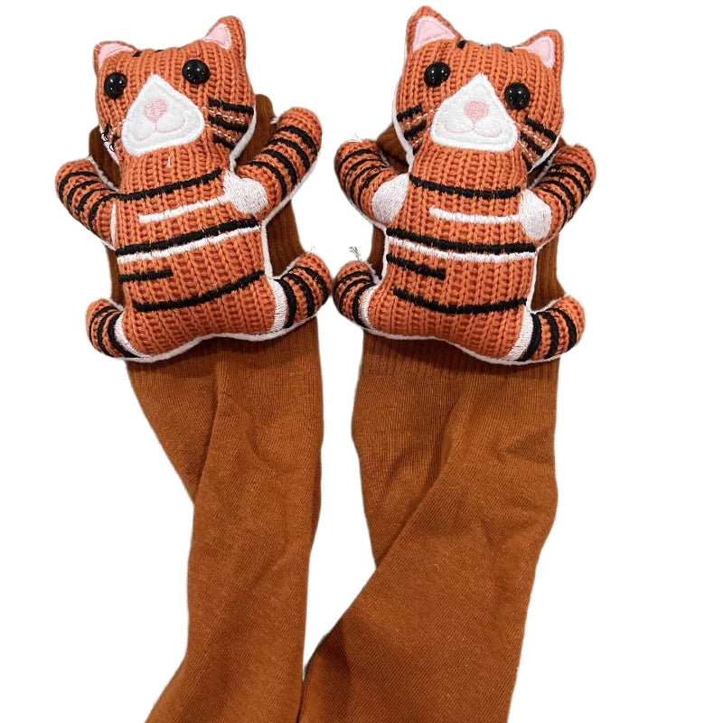3D Knit Animal Socks Cute Floor Socks Hand Crocheted Double Layer Warm Sock with Cute Rabbit Panda Animals Christmas Gifts