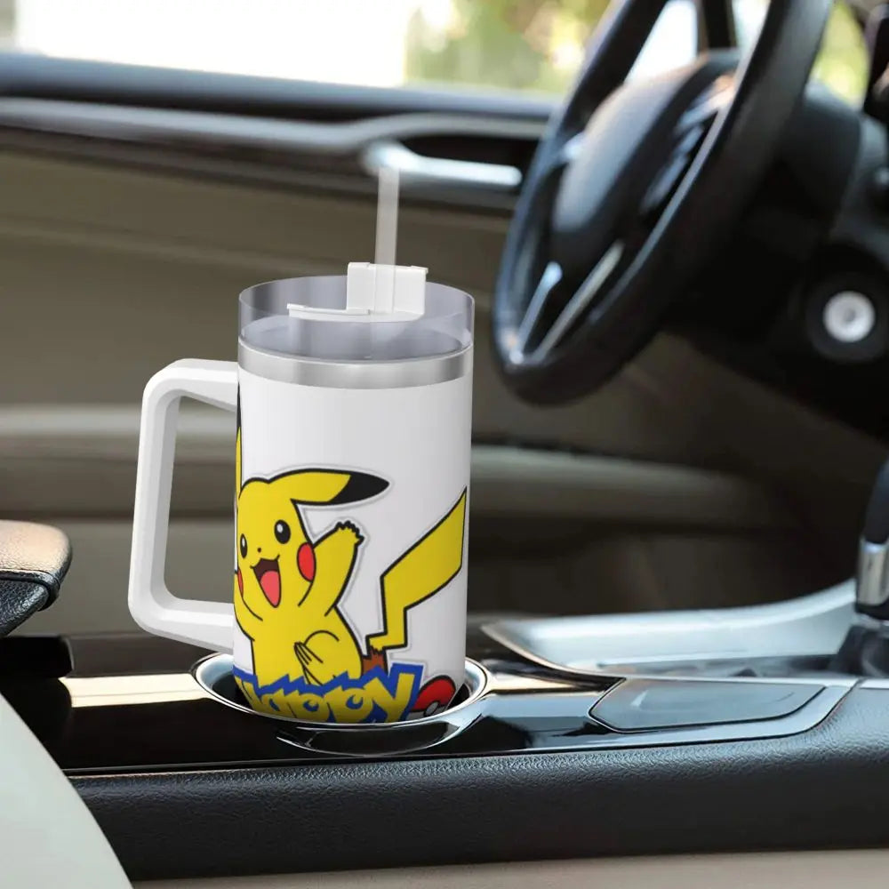 Stainless Steel Tumbler Pikachu Happy Birthday Thermal Mug Insulated Cold Drink Mugs Cup Beach Design Water Bottle