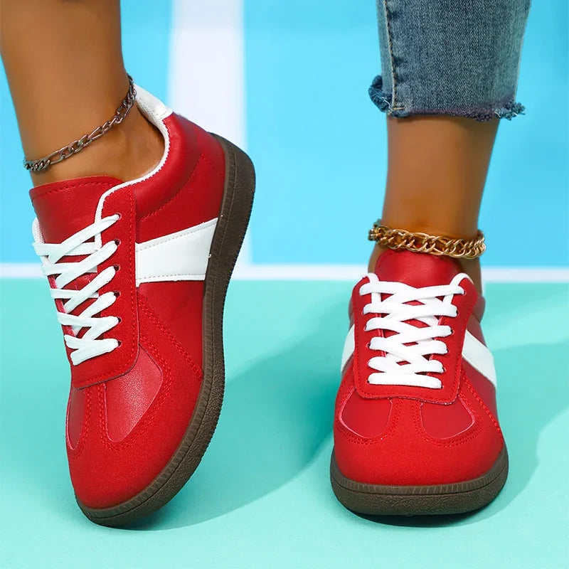 Comfort Flat Heel Non Slip Sneakers Women 2025 Autumn Mix Color Lace Up Sports Shoes Woman's Breathable Soft Sole Running Shoes