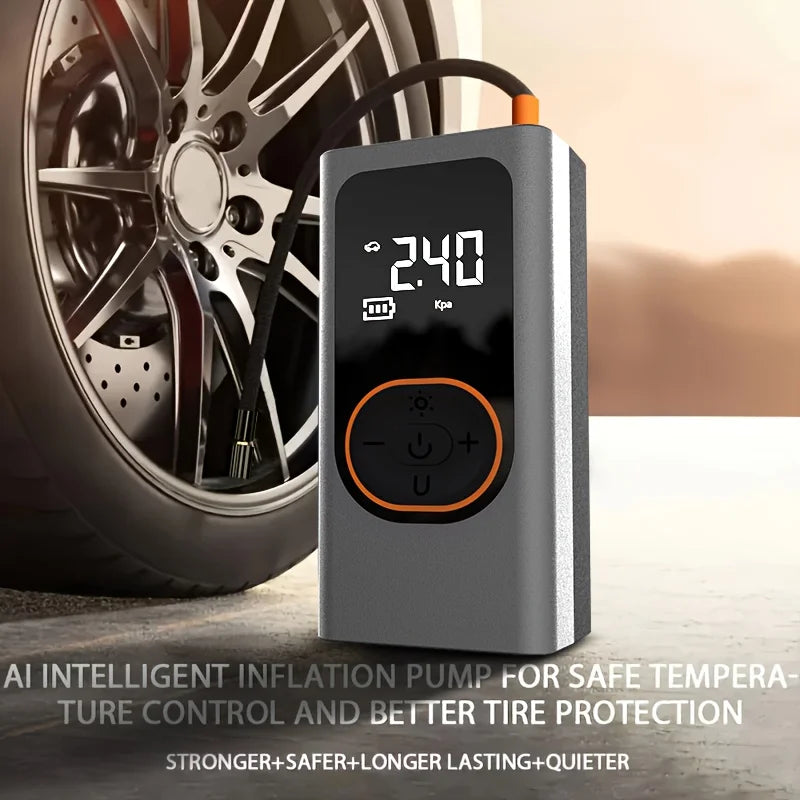 Multifunction Digital Air Pump, Portable Tire Inflator with SOS Light for Car Motorcycle Bicycle Tires, Balls, Boats, Camping