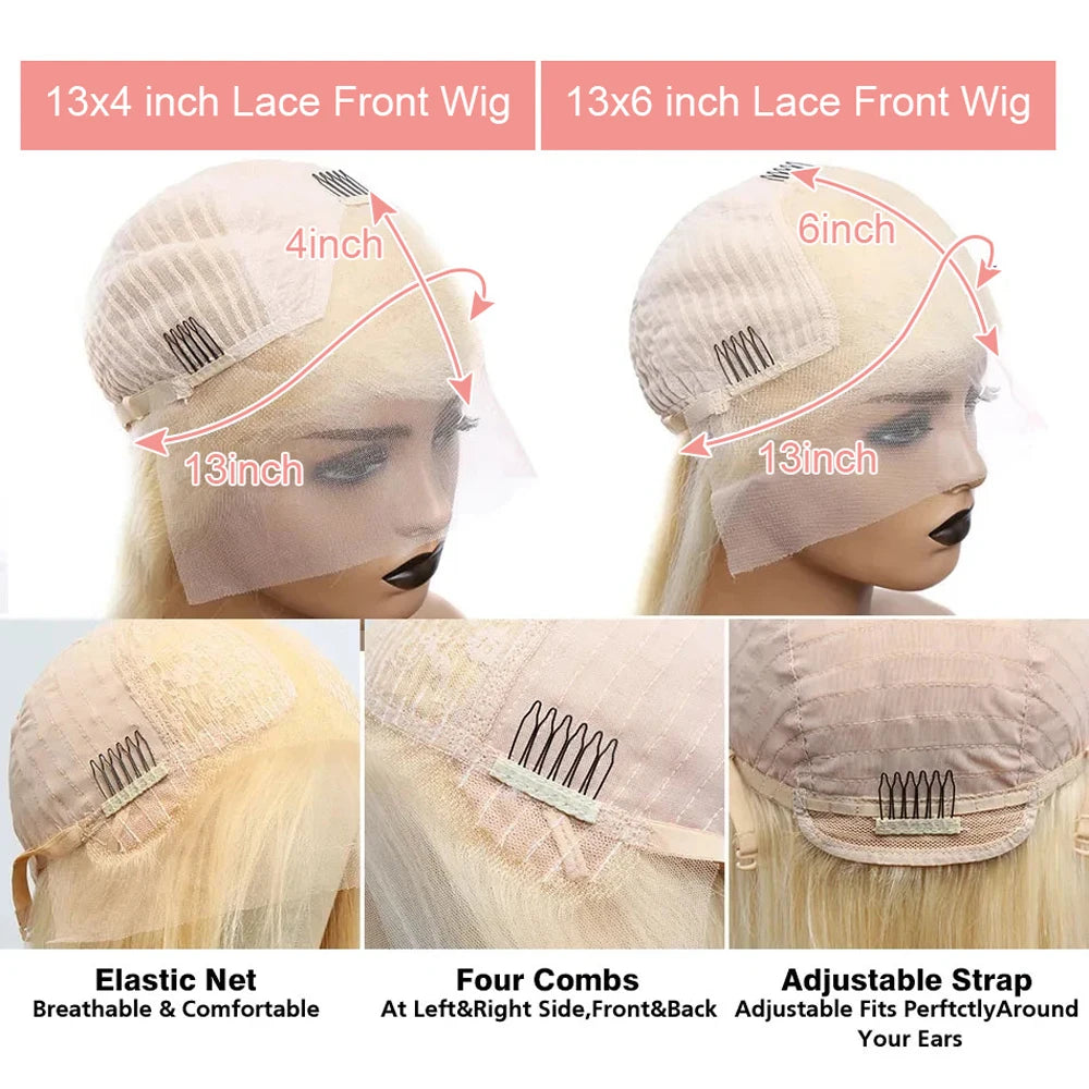 613 Honey Blonde 13x6 HD Lace Frontal Wig Human Hair Curly 10inch Deep Wave Brazilian bob Colored 13x4 Lace Front Wigs For Women