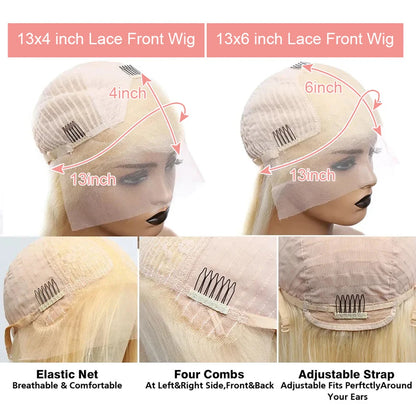 613 Honey Blonde 13x6 HD Lace Frontal Wig Human Hair Curly 10inch Deep Wave Brazilian bob Colored 13x4 Lace Front Wigs For Women