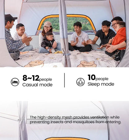 330x210x185cm Person 2 Room Family Tent Large Double Layer Camping Tent with Sun Mosquito Protection Waterproof Privacy Shelter