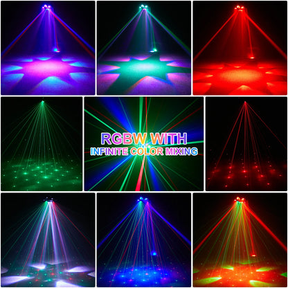 Yiflamefly 150W Moving Head DJ Lights 6 Arms Party Lights RGBW 4IN1 LED Stage Lighs DMX512 For Wedding Party Disco KTV Wedding