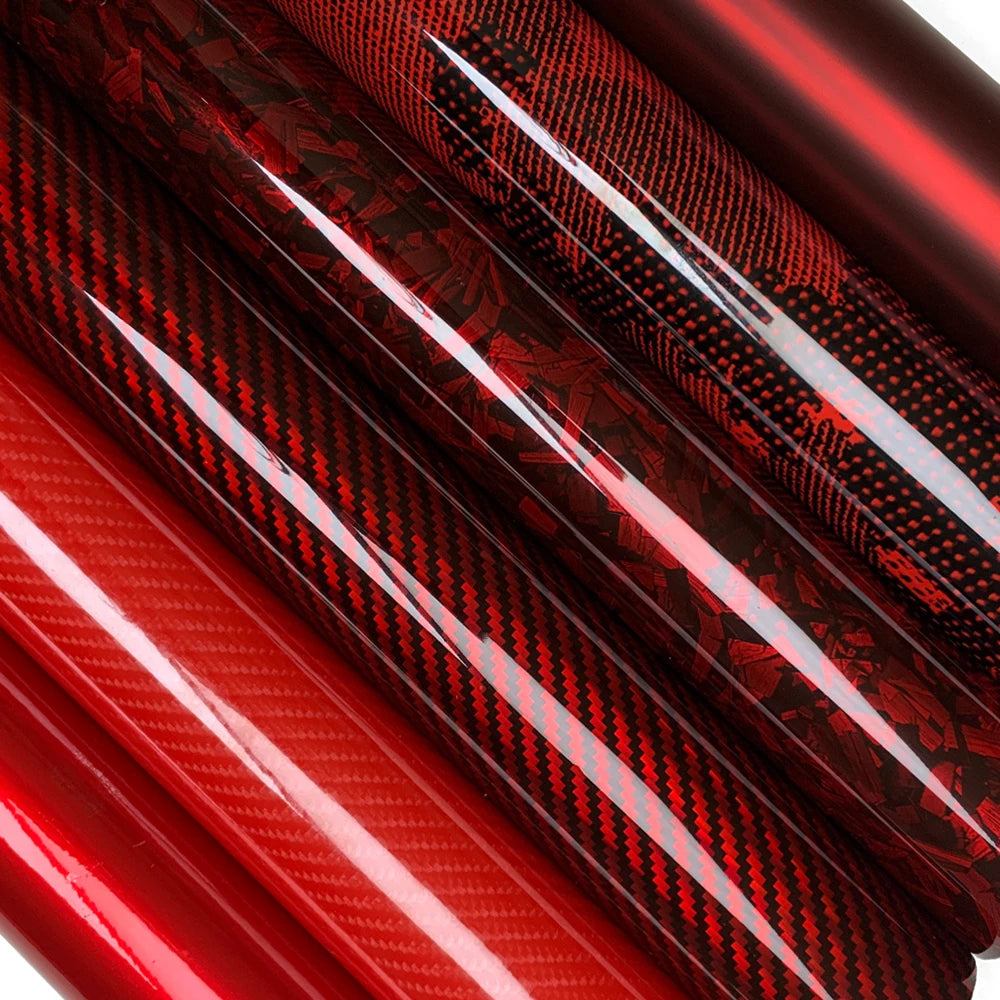 Carbon Fiber Vinyl Wrap Glossy Red Car Stickers Motorcycle Waterproof Vinyl Auto Tuning Self Adhesive Film for Cars Accessories
