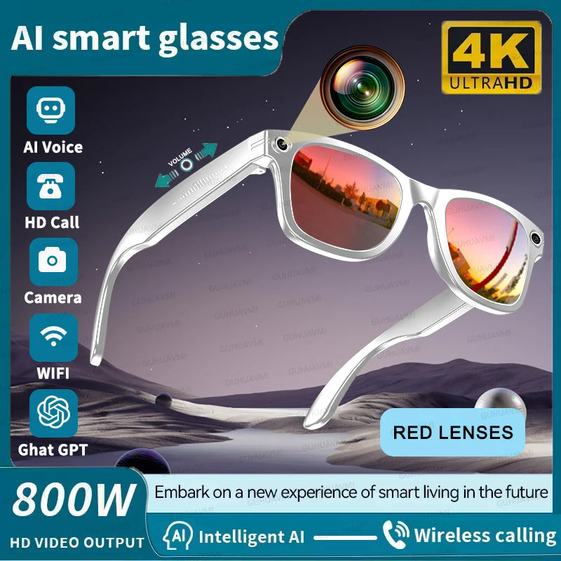 New Smart Glasses 8MP HD Camera AI Glasses Camera Photo Video Recording Translation Waterproof Anti-blue Camera Glasses Man Wome