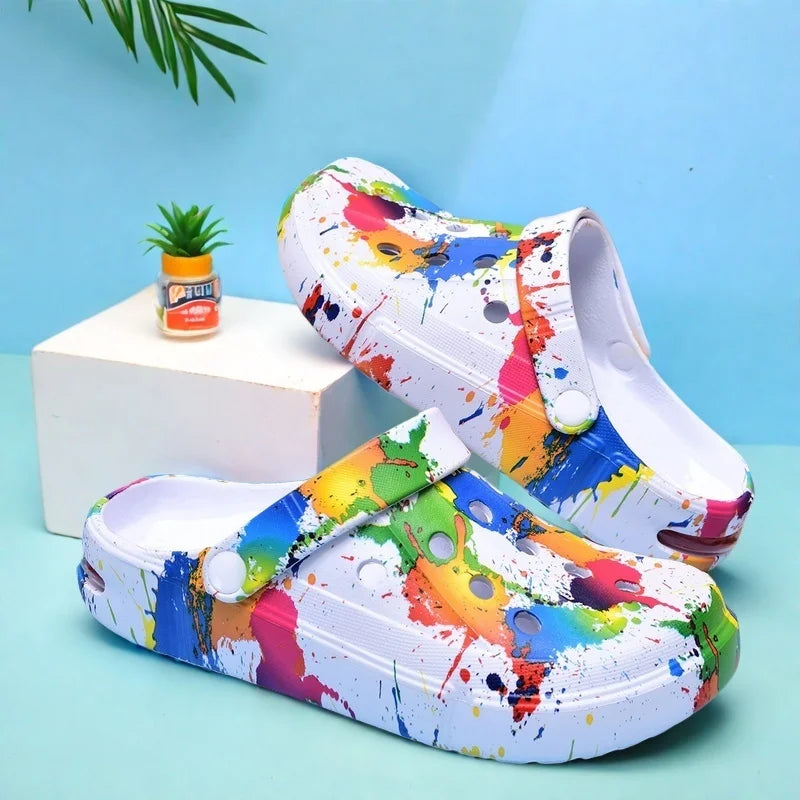 Ladies Casual Lightweight Couples Themed Sandals Anti-slip Thick Outdoor Garden Beach Daily Slip-On Shoes
