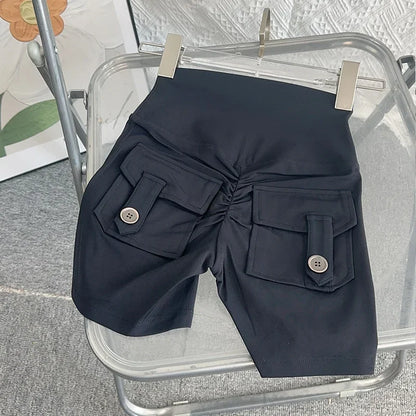 Women Yoga Shorts High Waist Workout Shorts Fitness Yoga Lift Butt Fitness Ladies Yoga Gym Running Short Pants Sportswear