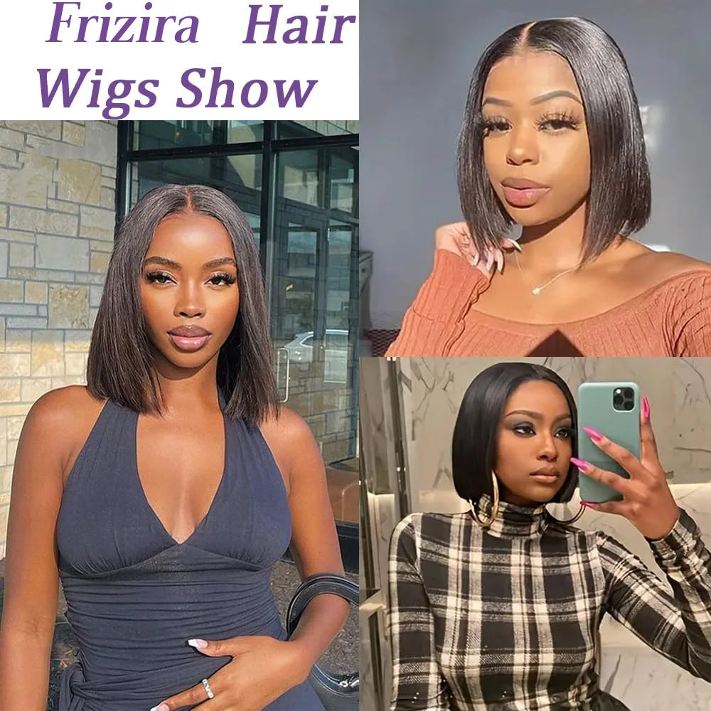Glueless Wigs Human Hair Pre Plucked Pre Cut Wear and Go 5X5 HD Lace Closure Bob Wig Straight Short Bob Wig Human Hair for Women